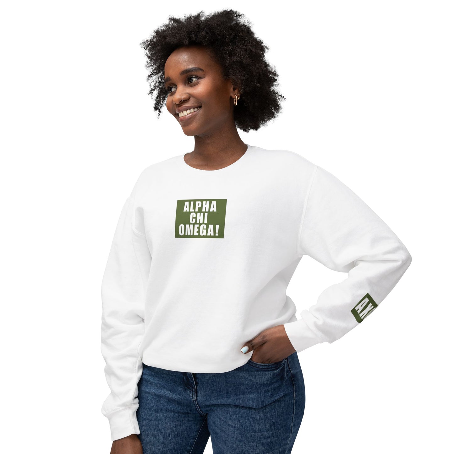 ALPHA CHI OMEGA! Green Crewneck