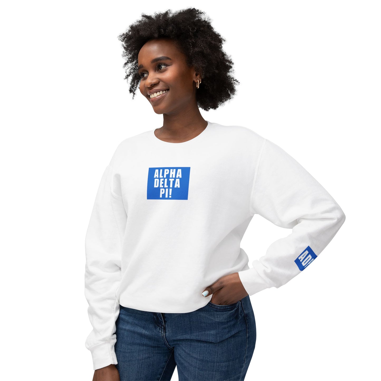 ALPHA DELTA PI! Dark Blue Crewneck