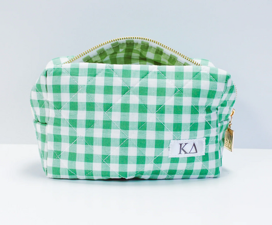 Kappa Delta Gingham Quilted Makeup Bag