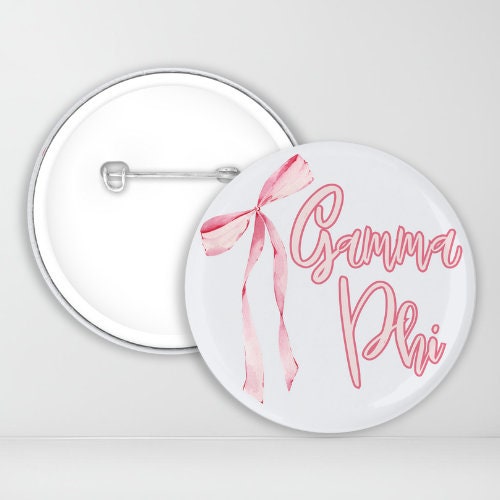 Coquette Gamma Phi Beta Pin-Back Button | GPhiB | Sorority Button | Game Day Pin