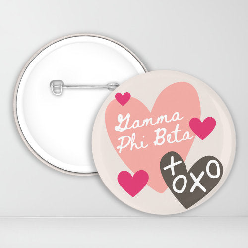 Xoxo Gamma Phi Beta Pin-Back Button | GPhiB | Sorority Button | Game Day Pin