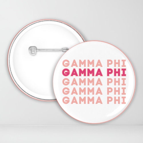 Stacked Gamma Phi Beta Pin-Back Button | GPhiB | Sorority Button | Game Day Pin