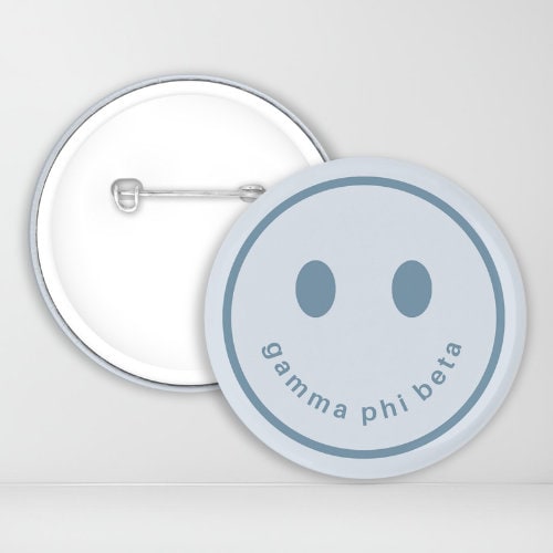 Blue Smile Gamma Phi Beta Pin-Back Button | GPhiB | Sorority Button | Game Day Pin